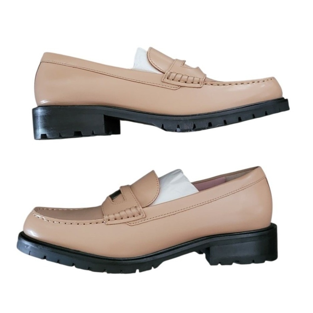 Free People Leather Penny Loafers Size 38 Chunky Black Lug Sole‎ Moc Toe - NEW - Picture 5 of 10
